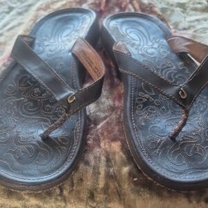 OluKai Paniolo Dark Brown  Leather Sandals